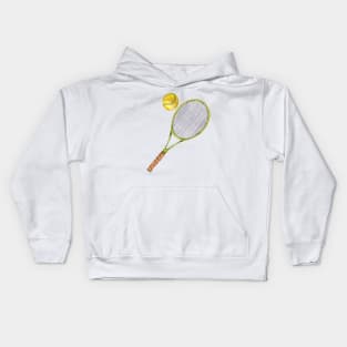 Tennis racket with tennis ball. color pencil Kids Hoodie